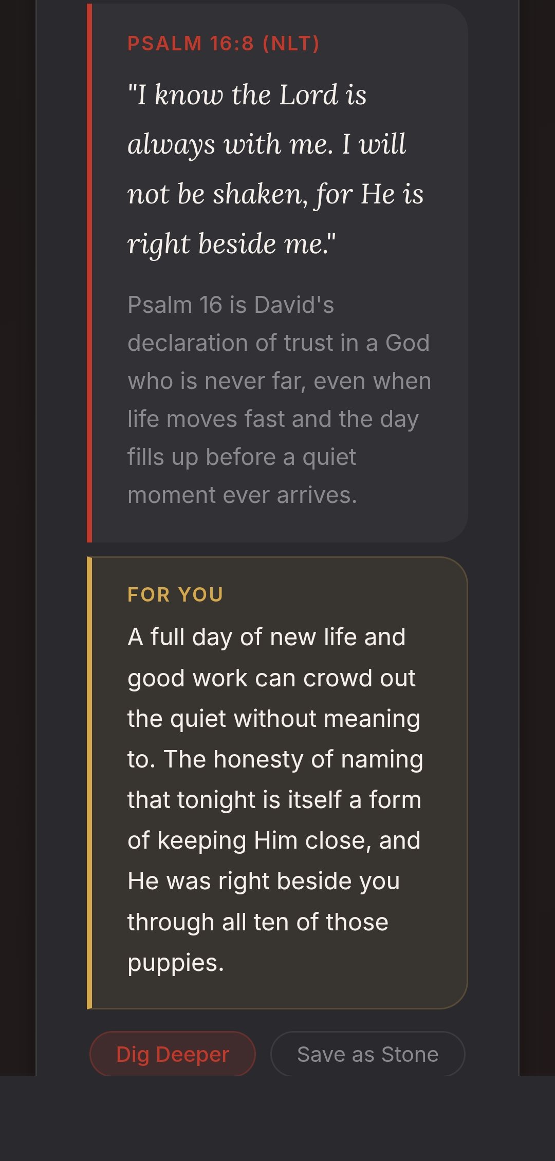 A finished Walk journal entry with scripture